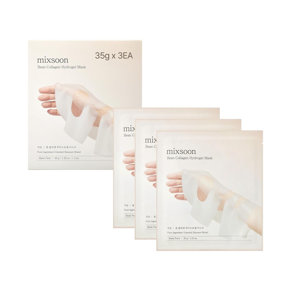 image:imagemixsoon Collagen Hydrogel Face Mask Hydration AllInOne Firming Soothing Gel Formula Face Mask for Radiant Smooth Skin Stocking Stuffers Korean Glass Skin Care Pack of 3 BeanBean