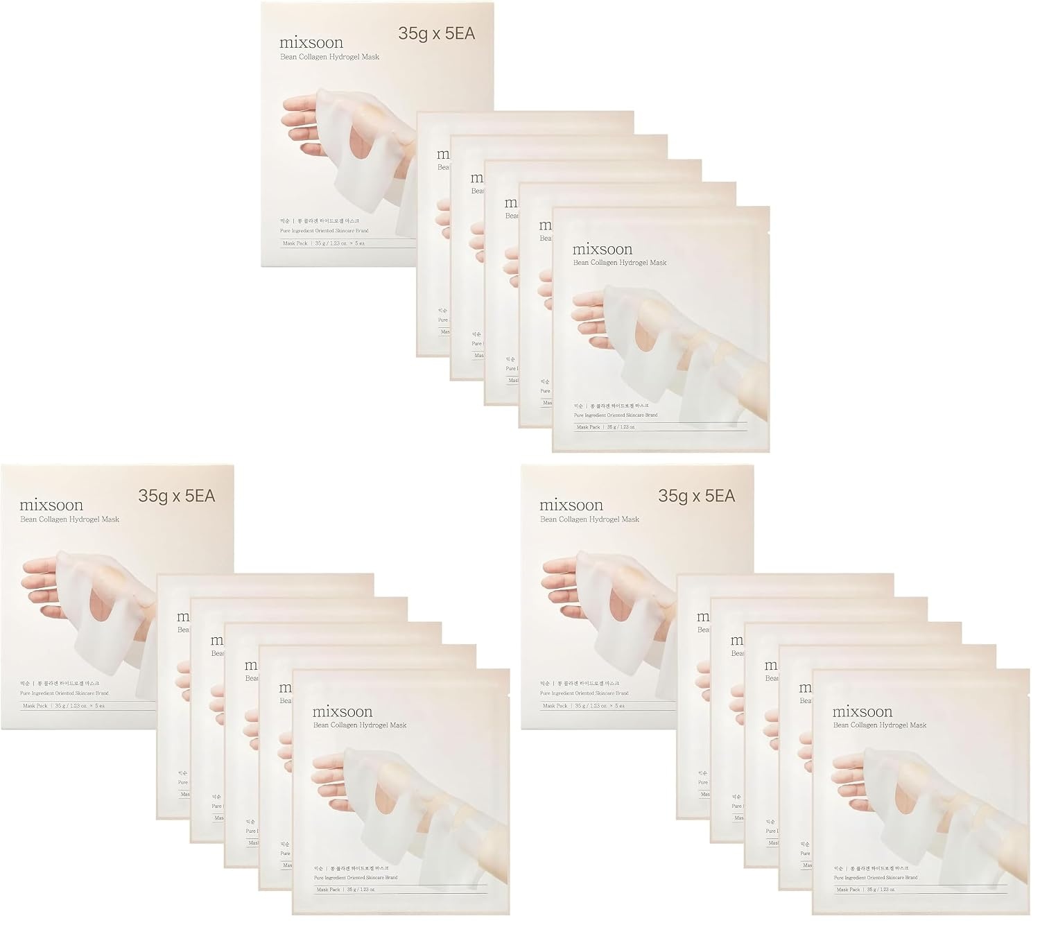 image:imagemixsoon Collagen Hydrogel Face Mask Hydration AllInOne Firming Soothing Gel Formula Face Mask for Radiant Smooth Skin Stocking Stuffers Korean Glass Skin Care Pack of 3 BeanBean