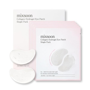 mixsoon Collagen Hydrogel Eye Patches Single Pack Travel Size Hydrating Gel Eye Mask with Collagen, Peptides and Amino Acids for Under Eye Skin Care 3g*5 pairs(eatch pack) Korean Glass Skin Care