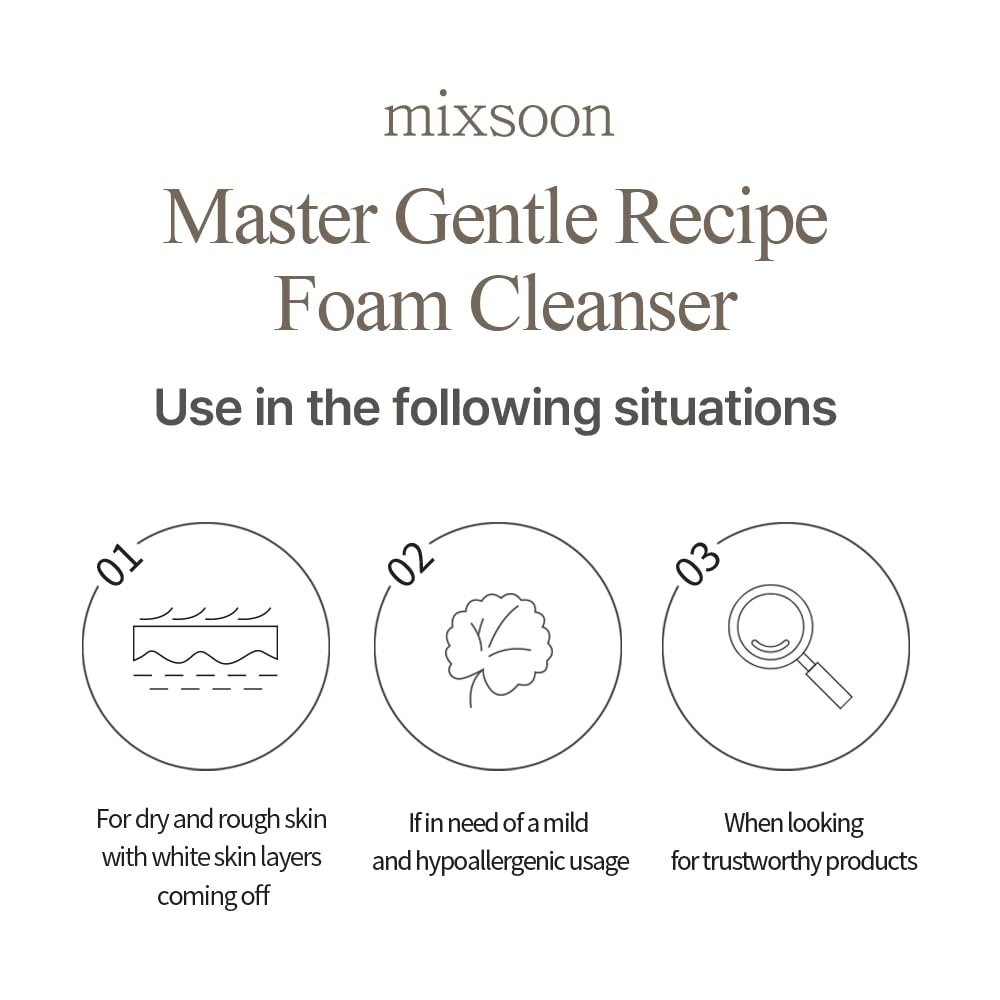image:imagemixsoon Master Gentle Recipe Foam CleanserMild Exfoliation Daily Cleanser Amino Acid Complex and Cica Soft Foam for Clear Moisturized Skin 150ml 507 fl oz Korean Glass Skin Care