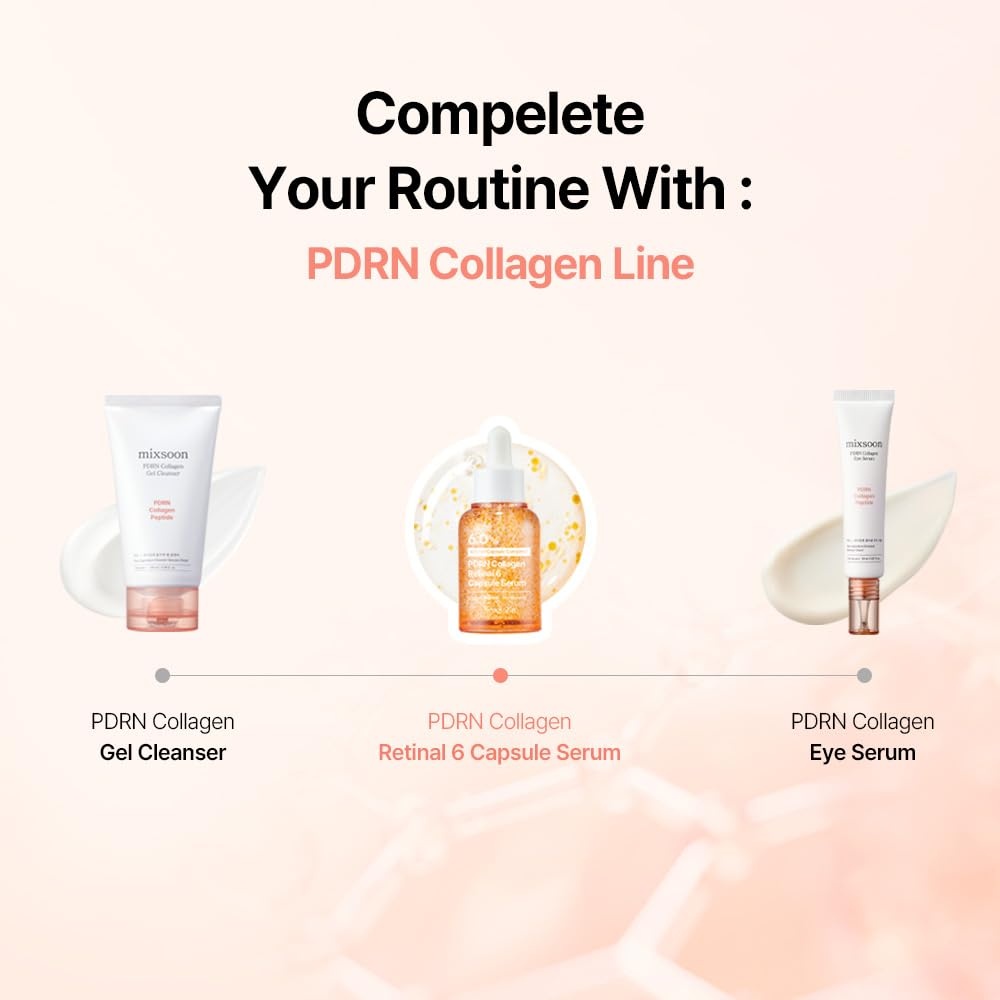 image:imagemixsoon PDRN Collagen Retinal 6 Capsule Serum Retinal Copper Peptides Serum With Niacinamide Firming Serum for Fine Lines amp Texture Care 30ml 101 Fl Oz Korean Glass Skin Care