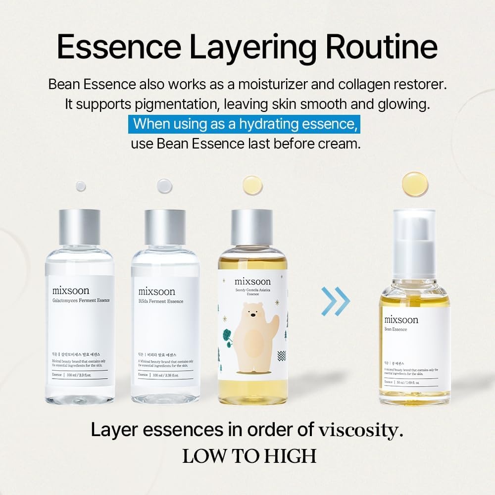 image:imagemixsoon Bean Essence Korean Skin Care Gentle AHA Exfoliating Essence for Glass Skin Glow Hydrating Face Serum with Fermented Bean Smooth Skin 30ml 101 floz Korean Glass Skin Care169 Fl Oz Pack of 1