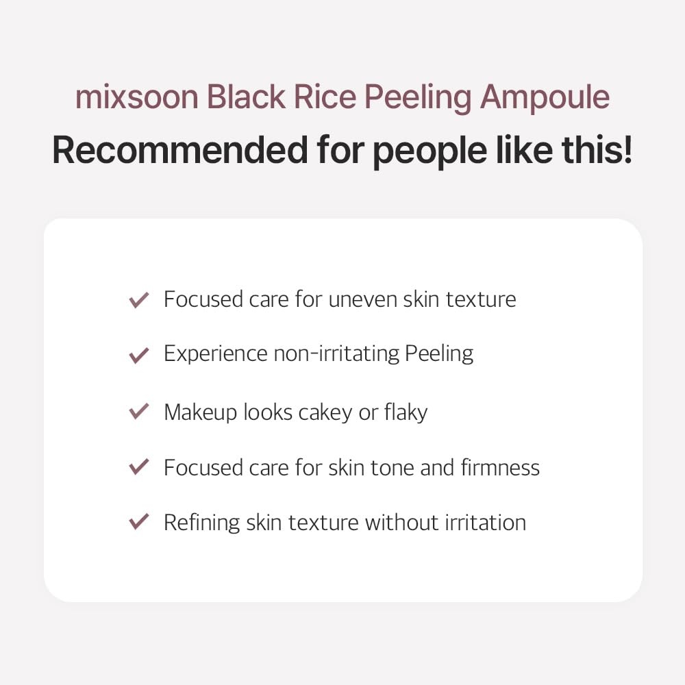 image:imagemixsoon Peeling Ampoule Black rice exfoliant Gentle Exfoliating Serum for Smooth Radiant Skin Dead Skin Cells Remover 100ml 338 floz Korean Glass Skin Care