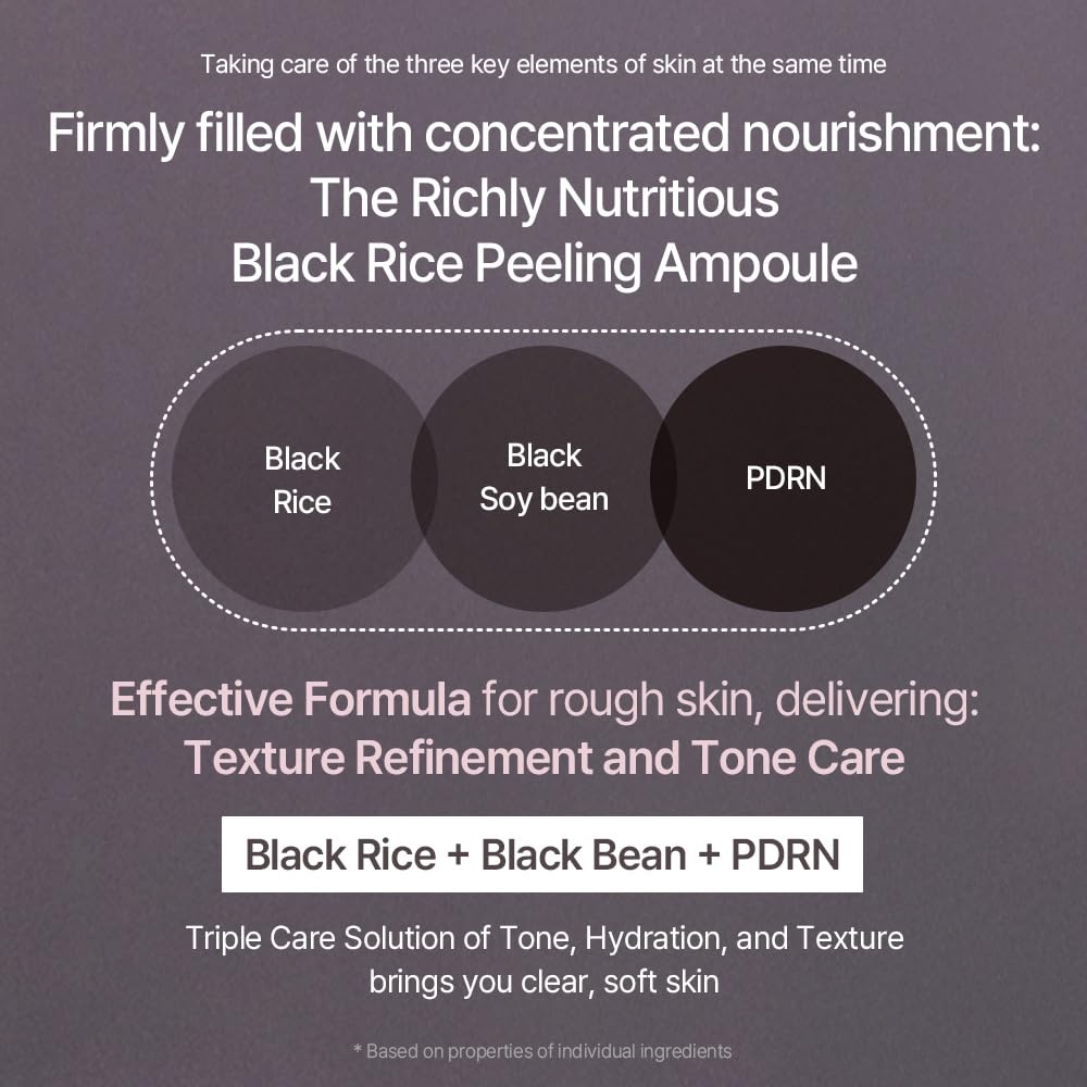 image:imagemixsoon Peeling Ampoule Black rice exfoliant Gentle Exfoliating Serum for Smooth Radiant Skin Dead Skin Cells Remover 100ml 338 floz Korean Glass Skin Care