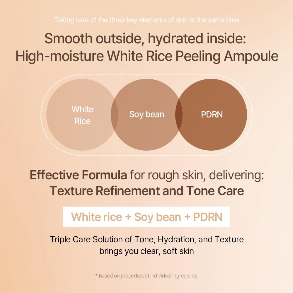 image:imagemixsoon White Rice Peeling Ampoule White rice exfoliant Gentle Exfoliating Serum for Smooth Radiant Skin Dead Skin Cells Remover 100ml 338 floz Korean Glass Skin Care